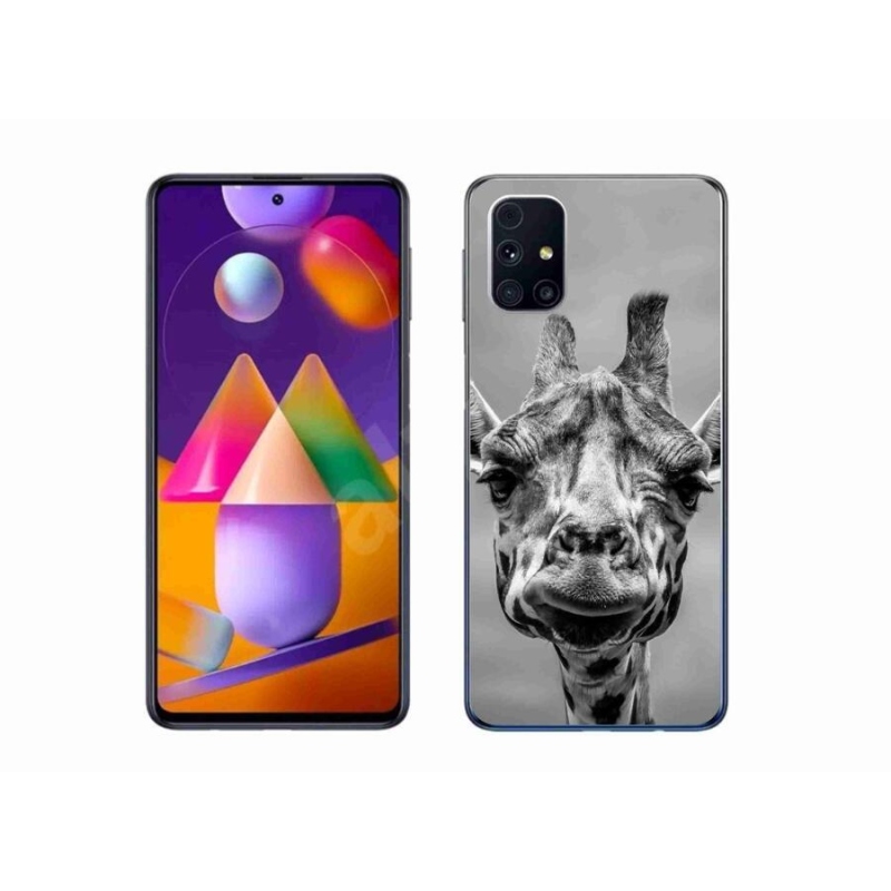 Zselés borítás mmCase Samsung Galaxy M31s készülékhez - fekete-fehér zsiráf
