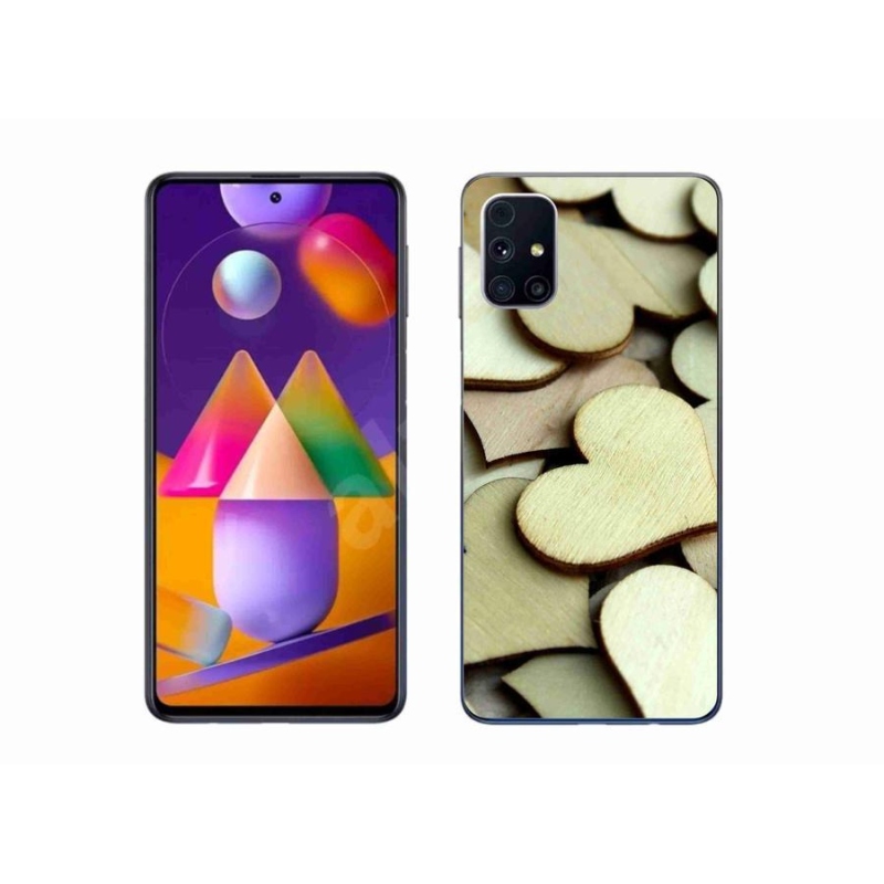 Gél borító mmCase Samsung Galaxy M31s készülékhez - fából készült szívek