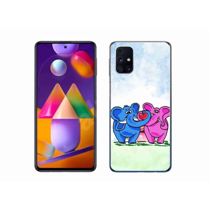 Gél borító mmCase a mobiltelefonon Samsung Galaxy M31s - szerelmes elefántok
