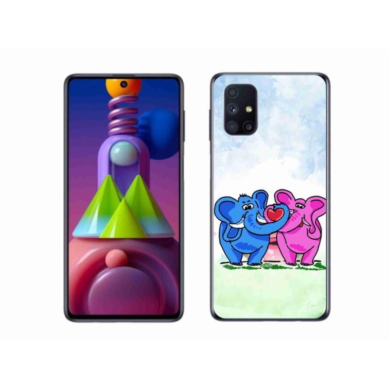 Gél borító mmCase mobiltelefonhoz Samsung Galaxy M51 - szerelmes elefántok