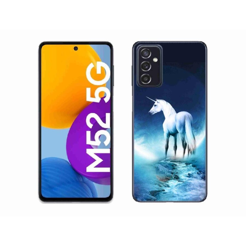 Gél védőhuzat mmCase Samsung Galaxy M52 5G - fehér egyszarvúhoz