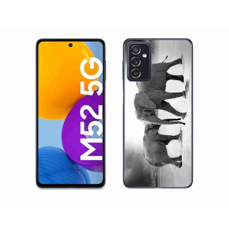 Zselés borítás mmCase Samsung Galaxy M52 5G - fekete és fehér elefántokhoz