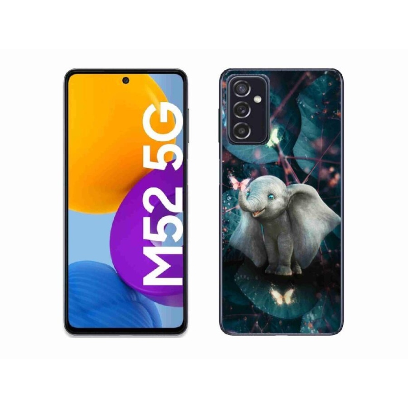 Gél borítás mmCase Samsung Galaxy M52 5G - aranyos elefánthoz