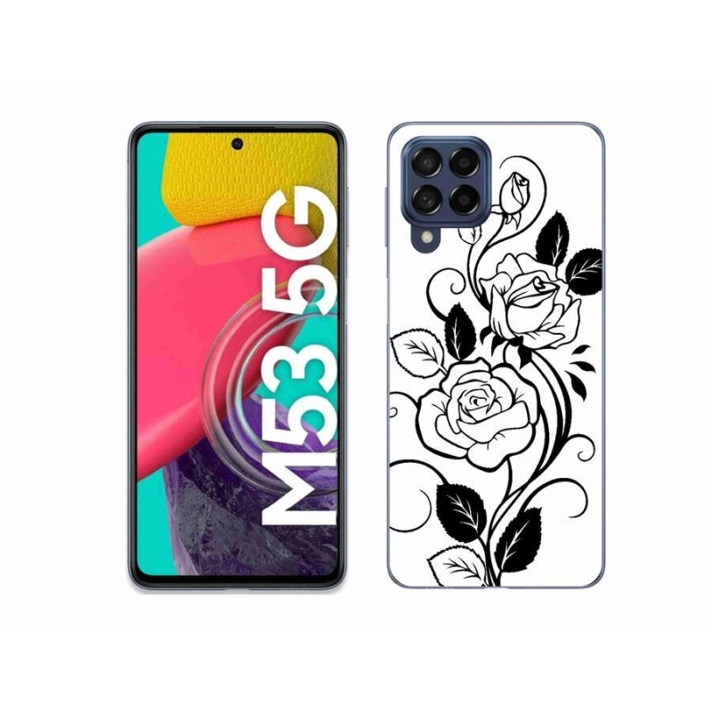 Zselés borítás mmCase Samsung Galaxy M53 5G - fekete és fehér rózsa