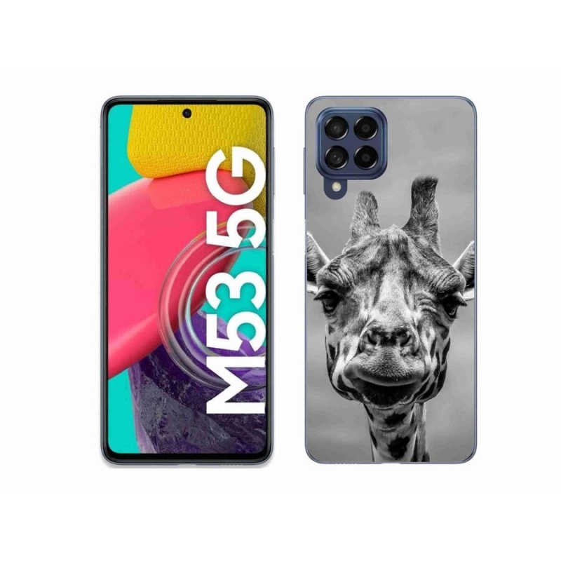 Zselés borítás mmCase Samsung Galaxy M53 5G - fekete-fehér zsiráfhoz