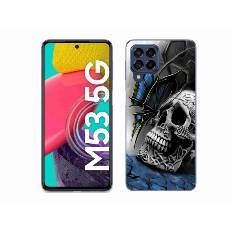 Gél borító mmCase Samsung Galaxy M53 5G - pillangó és koponya - Samsung Galaxy M53 5G számára