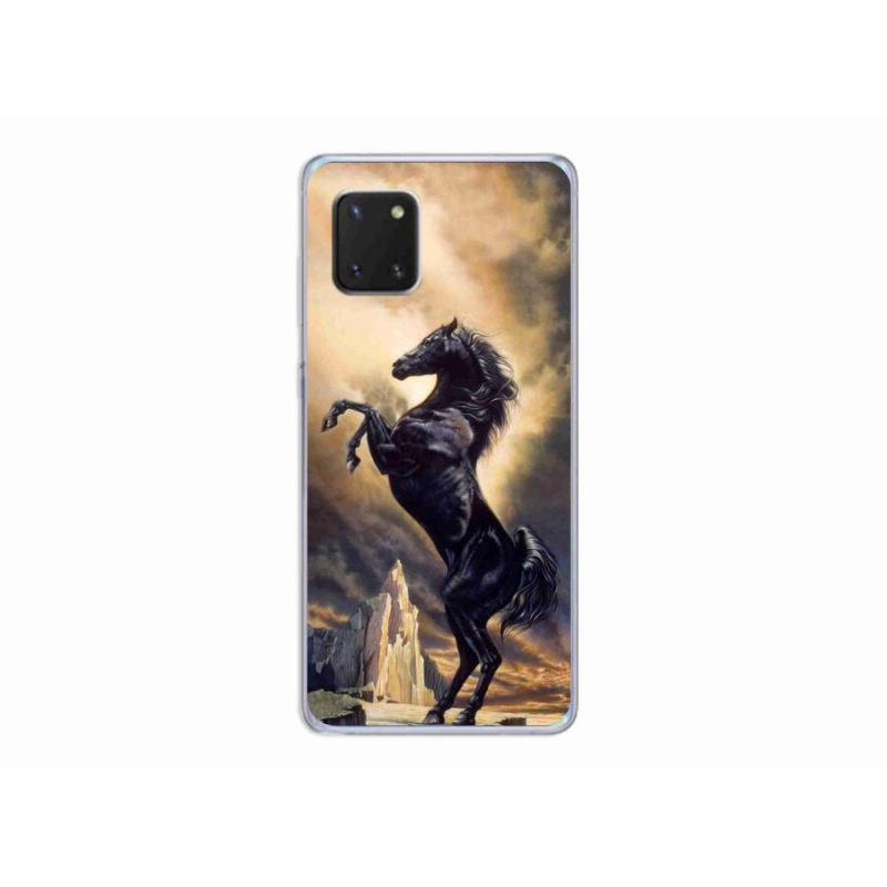 Gél borítás mmCase Samsung Galaxy Note 10 Lite készülékhez - fekete rajzfilm ló