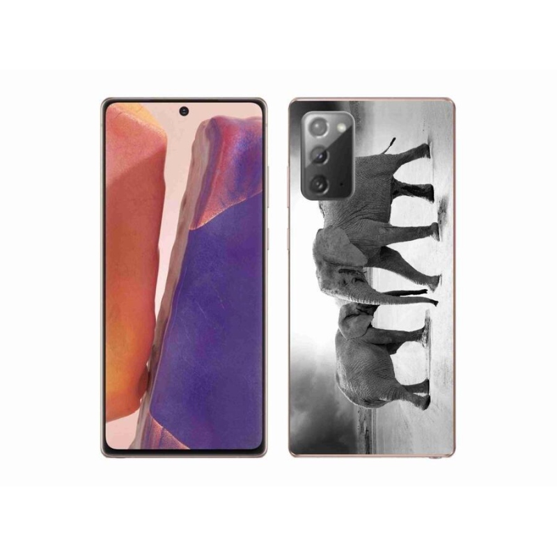 Zselés borítás mmCase Samsung Galaxy Note 20/Note 20 5G - fekete és fehér elefántokhoz
