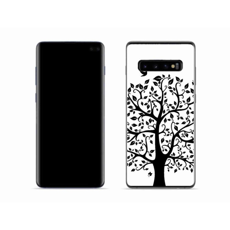 Zselés borítás mmCase Samsung Galaxy S10 - fekete és fehér fa