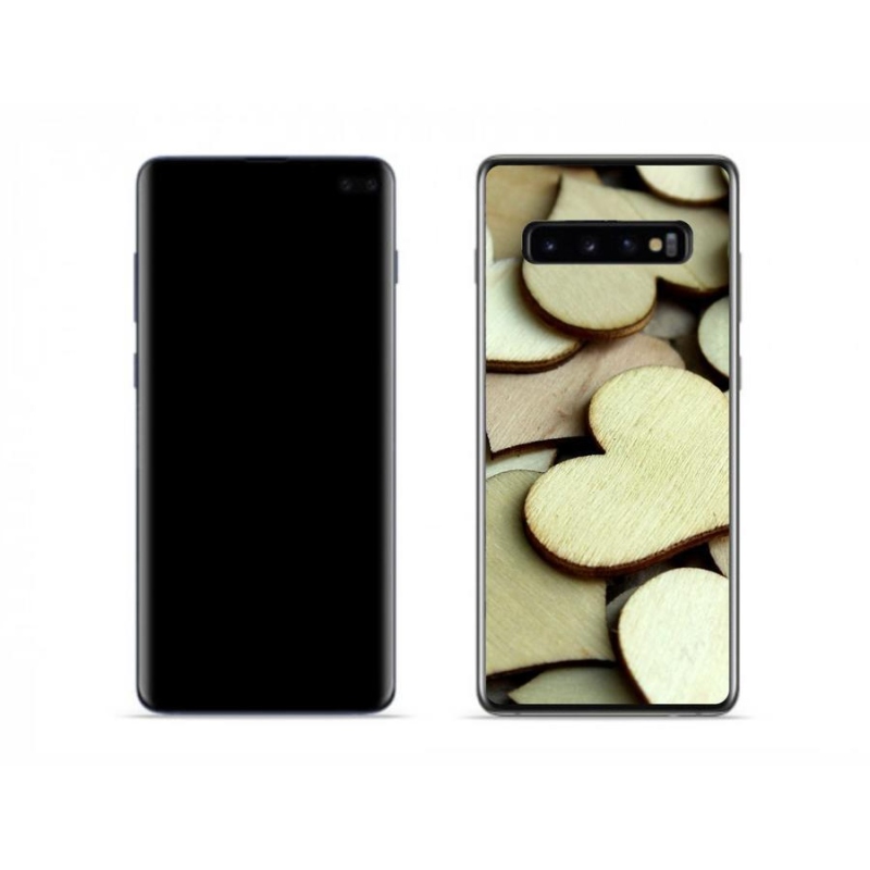Gél borítás mmCase Samsung Galaxy S10 készülékhez - fából készült szívek