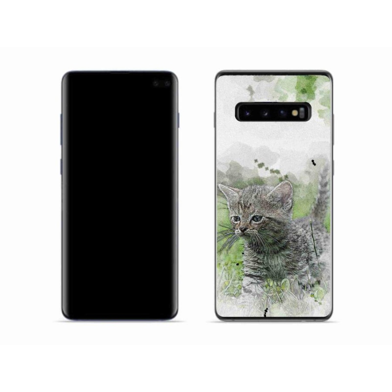 Gél borítás mmCase Samsung Galaxy S10 készülékhez - aranyos cica 1