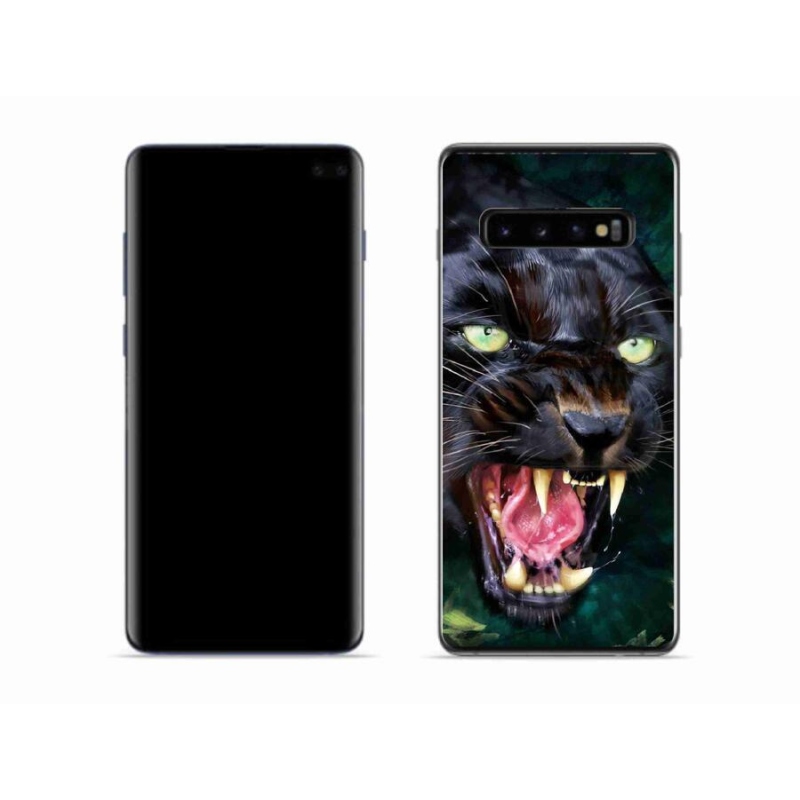 Gél borítás mmCase Samsung Galaxy S10 készülékhez - dühös fekete párduc