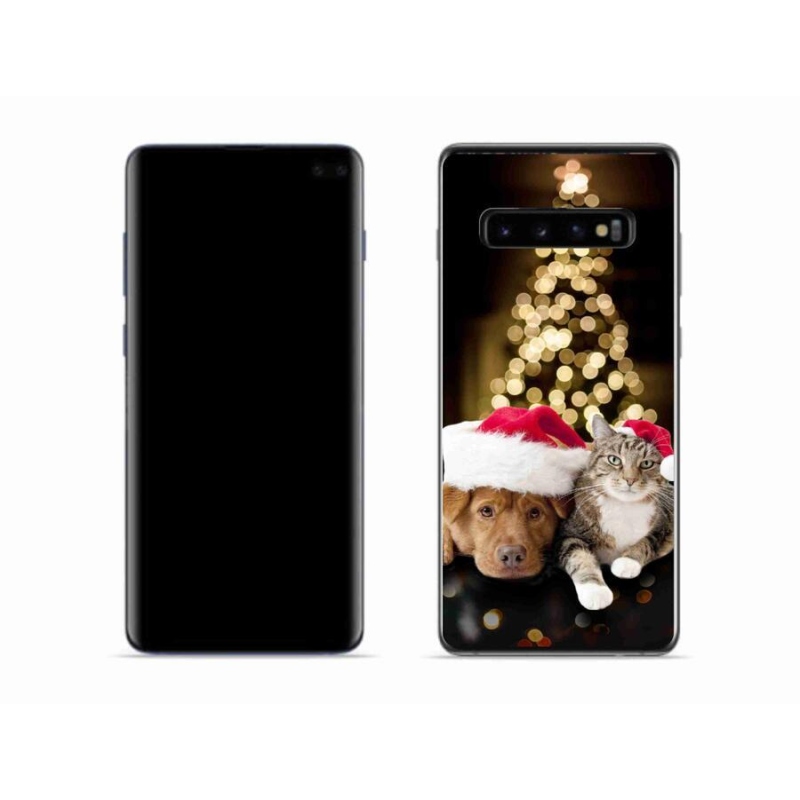 Gél borítás mmCase Samsung Galaxy S10 készülékhez - Karácsonyi kutya és macska