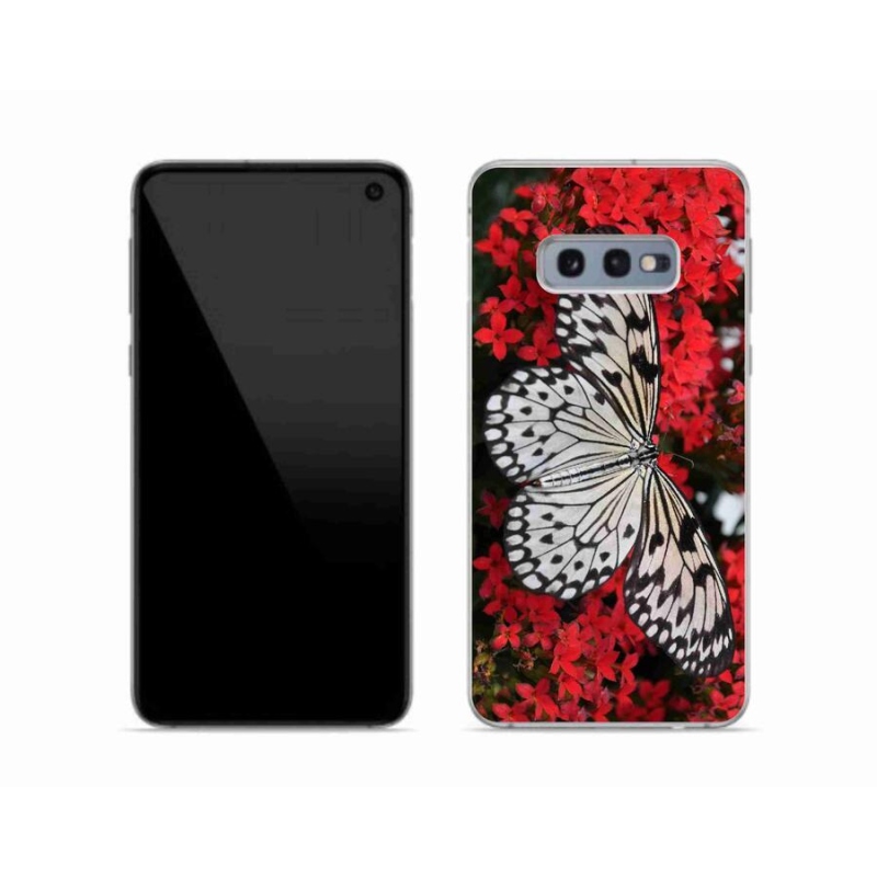 Zselés borítás mmCase Samsung Galaxy S10e - fekete-fehér pillangó 1