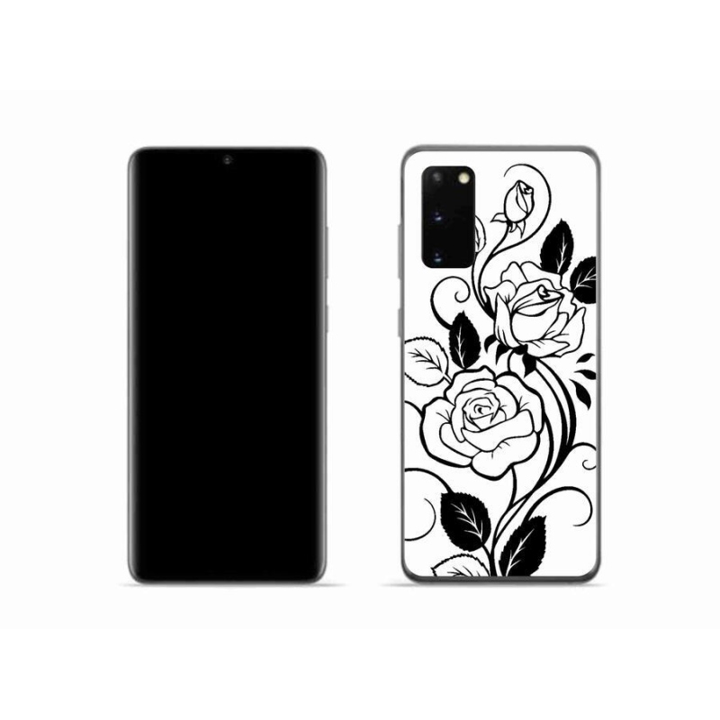 Zselés borítás mmCase Samsung Galaxy S20 készülékhez - fekete és fehér rózsa