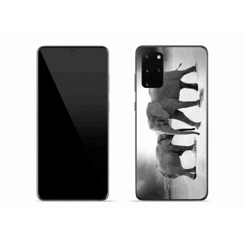 Gél borítás mmCase Samsung Galaxy S20 Plus készülékhez - fekete és fehér elefántok