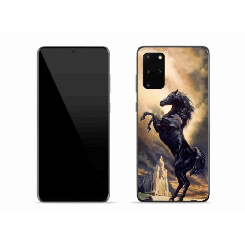 Zselés borítás mmCase Samsung Galaxy S20 Plus készülékhez - fekete rajzfilmes ló