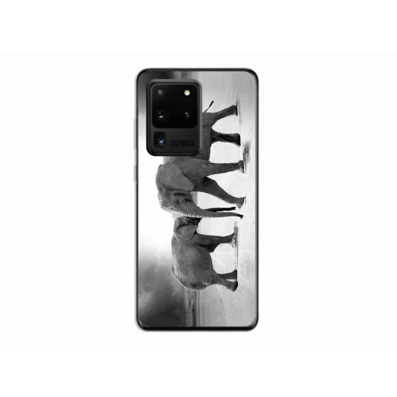 Gél borítás mmCase Samsung Galaxy S20 Ultra készülékhez - fekete és fehér elefántok