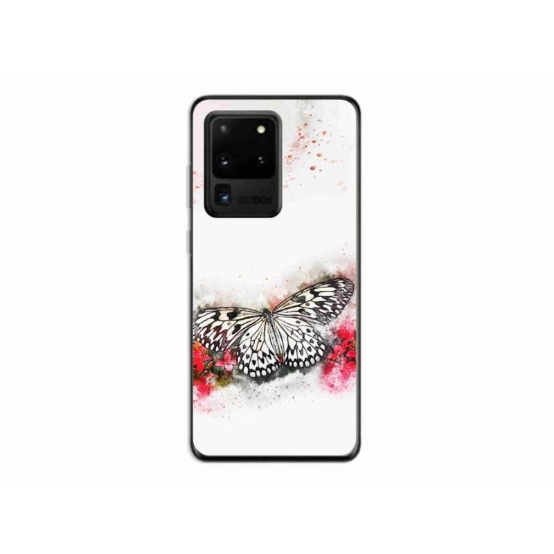 Zselés borítás mmCase Samsung Galaxy S20 Ultra készülékhez - fekete-fehér pillangó