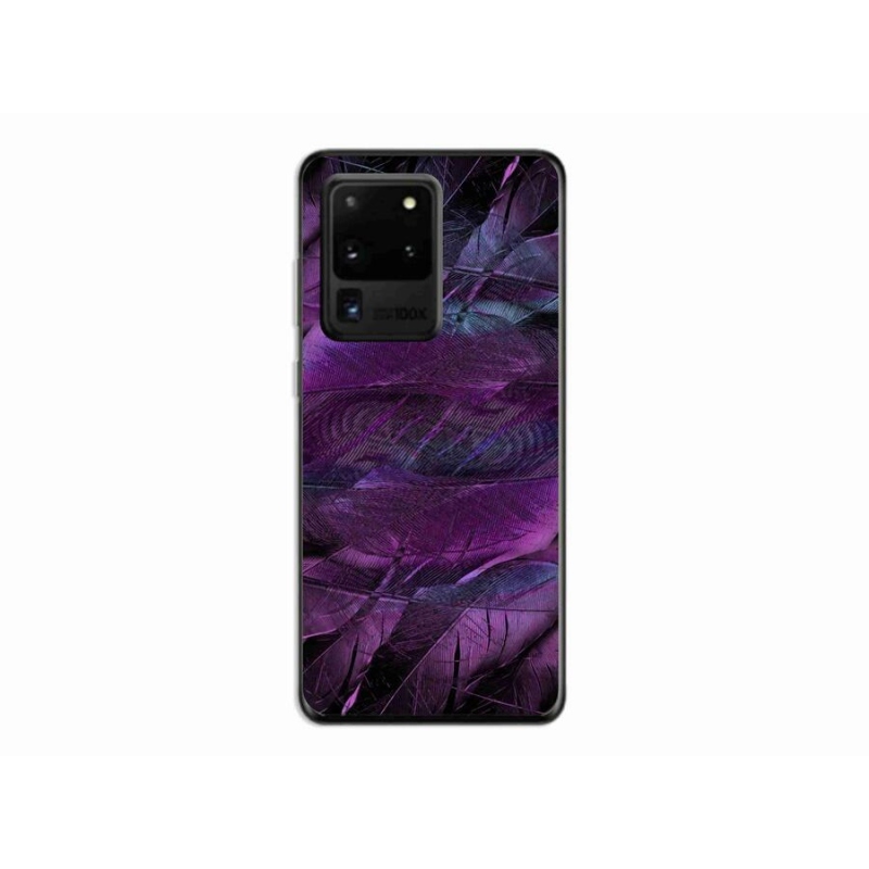 Gél védőhuzat mmCase Samsung Galaxy S20 Ultra készülékhez - lila tollak