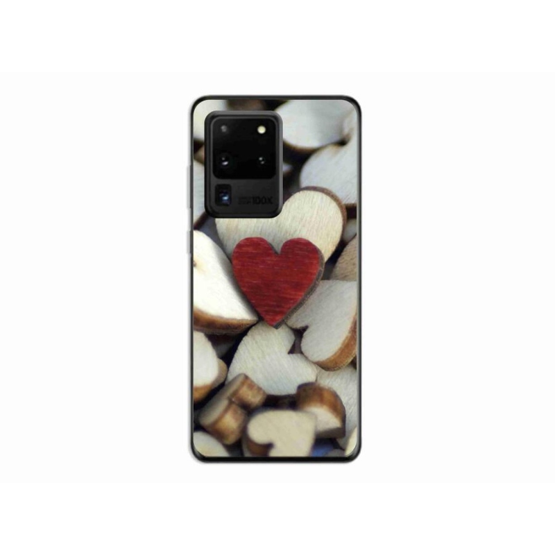 Zselés borítás mmCase Samsung Galaxy S20 Ultra készülékhez - gravírozott piros szív