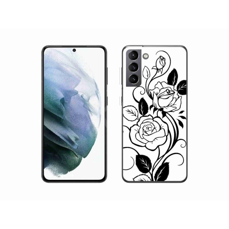 Zselés borítás mmCase Samsung Galaxy S21 - fekete és fehér rózsa