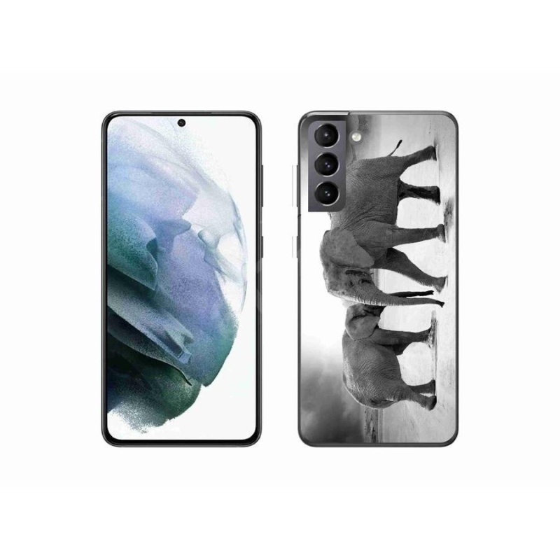 Gél borítás mmCase Samsung Galaxy S21 készülékhez - fekete és fehér elefántok