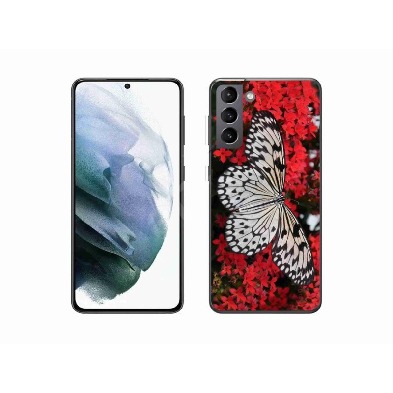 Zselés borítás mmCase Samsung Galaxy S21 - fekete-fehér pillangó 1