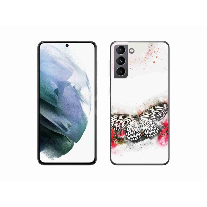 Zselés borítás mmCase Samsung Galaxy S21 - fekete-fehér pillangó