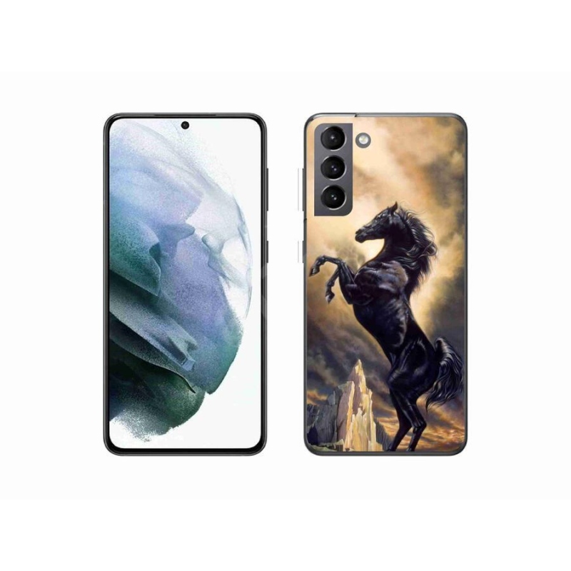 Gél borító mmCase Samsung Galaxy S21 - fekete rajzfilm lóhoz