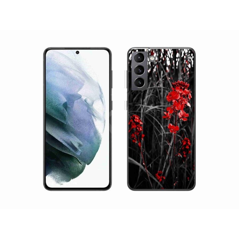 Gél borítás mmCase Samsung Galaxy S21 - piros növényhez