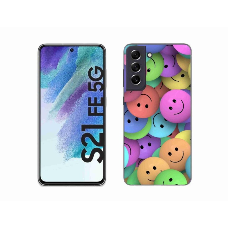 Gél borító mmCase a mobiltelefonra Samsung Galaxy S21 FE 5G - színes smiley-kkal