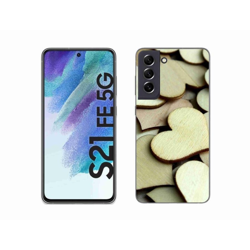 Zselés borítás mmCase Samsung Galaxy S21 FE 5G - fából készült szívek