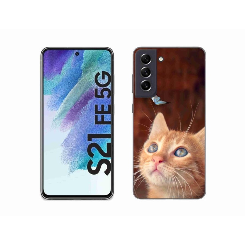 Gél borítás mmCase Samsung Galaxy S21 FE 5G - pillangó és cica - Samsung Galaxy S21 FE 5G számára