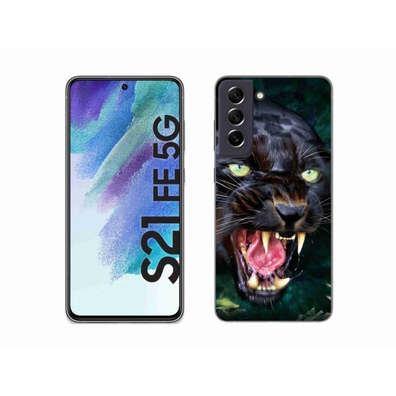 Zselés borítás mmCase Samsung Galaxy S21 FE 5G - dühös fekete párduchoz