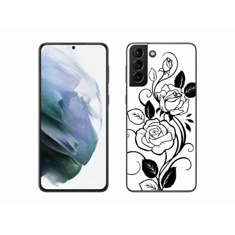 Zselés borítás mmCase Samsung Galaxy S21 Plus - fekete és fehér rózsa