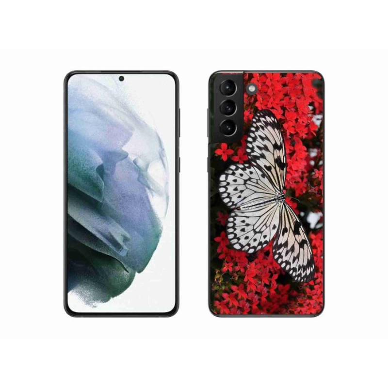 Gél védőhuzat mmCase Samsung Galaxy S21 Plus - fekete-fehér pillangó 1