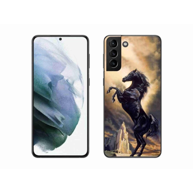Zselés borítás mmCase Samsung Galaxy S21 Plus - fekete rajzfilm lóhoz