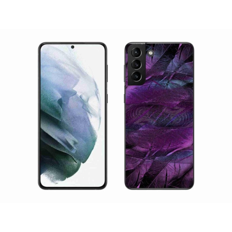 Gél védőhuzat mmCase Samsung Galaxy S21 Plus készülékhez - lila tollak