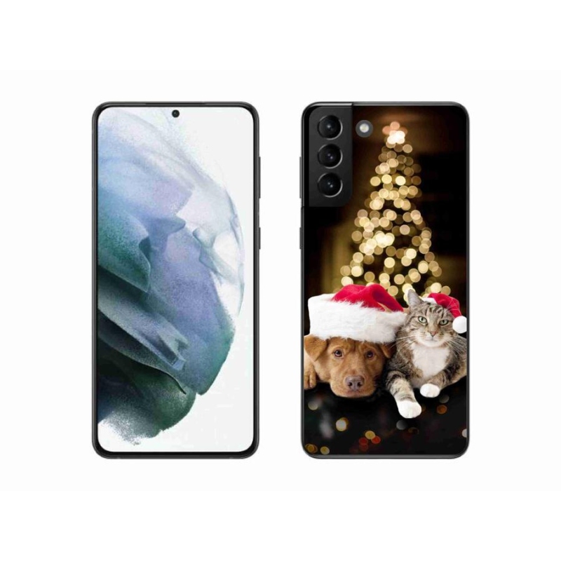 Gél borítás mmCase Samsung Galaxy S21 Plus - Karácsonyi kutya és macska