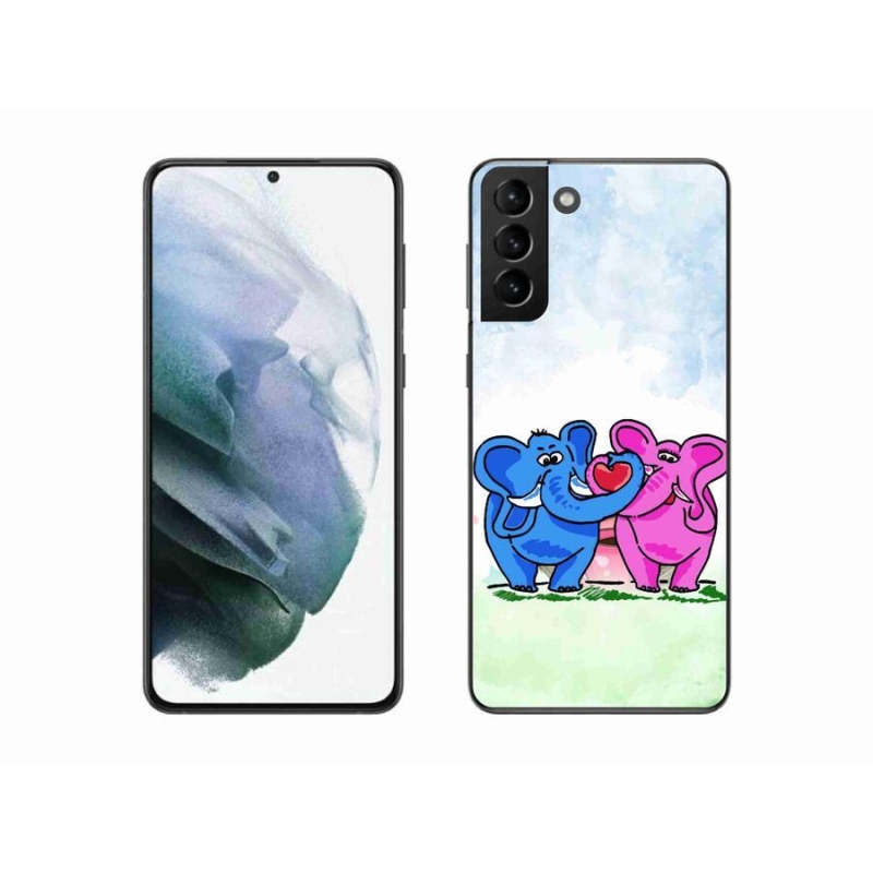 Gél borítás mmCase mobiltelefonhoz Samsung Galaxy S21 Plus - szerelmes elefántokba