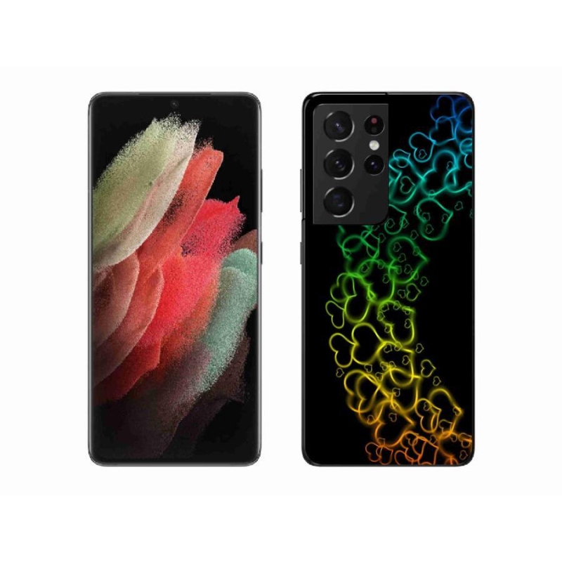 Zselés borítás mmCase Samsung Galaxy S21 Ultra 5G - színes szívek