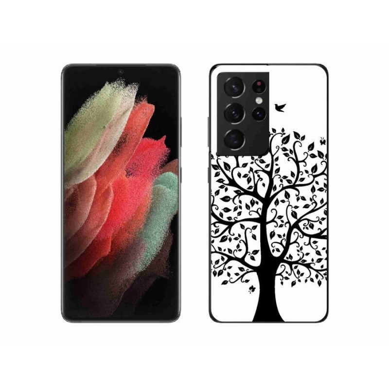 Zselés borítás mmCase Samsung Galaxy S21 Ultra 5G - fekete-fehér fa