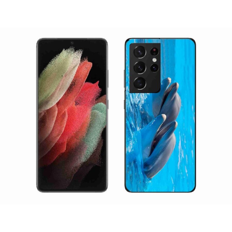 Zselés borítás mmCase Samsung Galaxy S21 Ultra 5G - delfinek