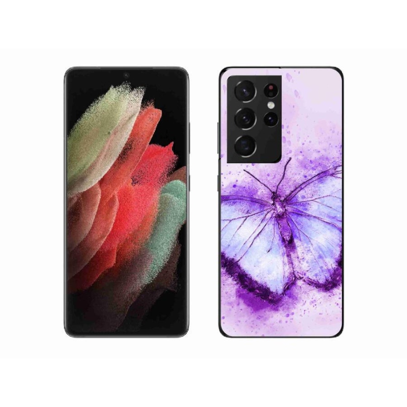 Gél védőhuzat mmCase Samsung Galaxy S21 Ultra 5G - lila pillangó