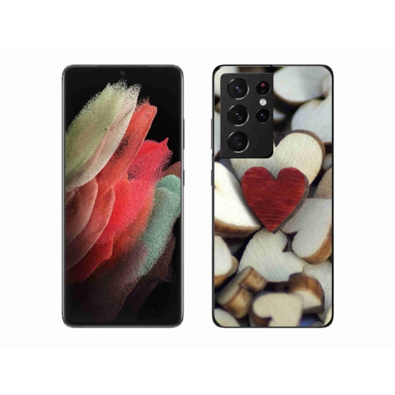 Gél védőhuzat mmCase Samsung Galaxy S21 Ultra 5G - gravírozott piros szív
