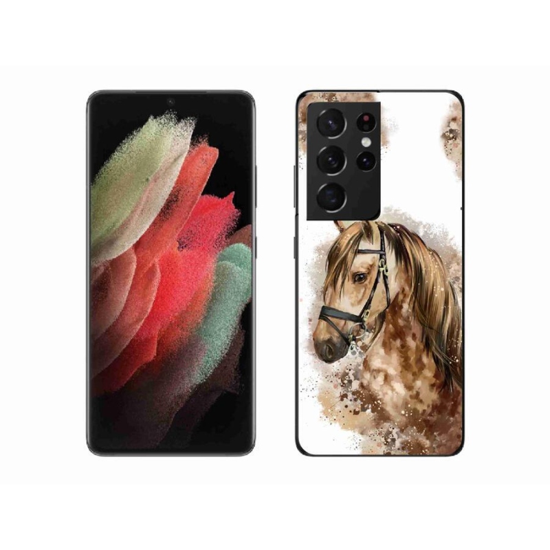 Zselés borítás mmCase Samsung Galaxy S21 Ultra 5G - barna rajzfilm lóhoz