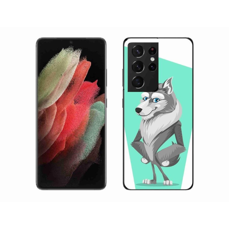 Zselés borítás mmCase Samsung Galaxy S21 Ultra 5G - rajzfilm farkashoz