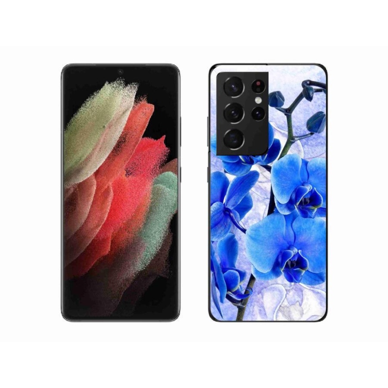 Gél védőhuzat mmCase Samsung Galaxy S21 Ultra 5G - kék virágok