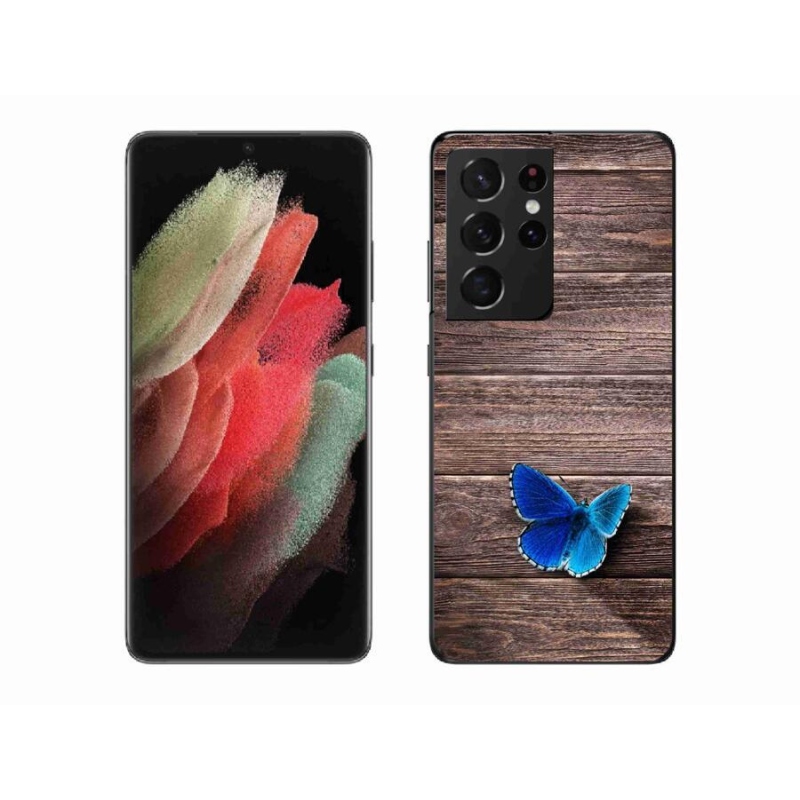 Gél védőhuzat mmCase Samsung Galaxy S21 Ultra 5G - kék pillangó 1